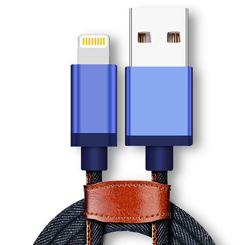 Cavo da USB a Cavetto Ricarica Carica D01 per Apple iPhone 13 Mini Blu