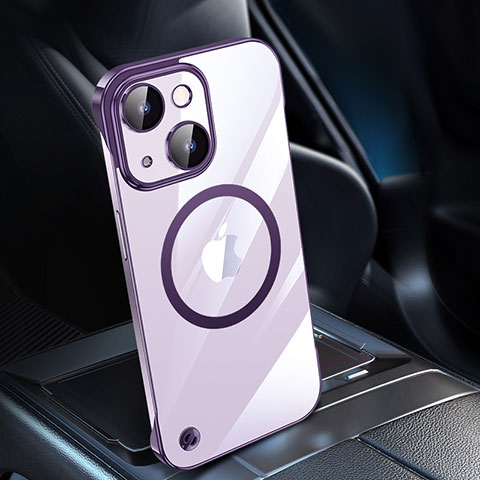 Cover Crystal Trasparente Rigida Cover con Mag-Safe Magnetic QC1 per Apple iPhone 14 Plus Viola