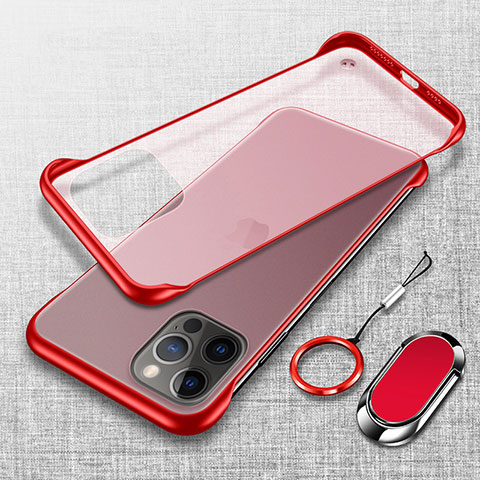 Cover Crystal Trasparente Rigida Cover con Magnetico Anello Supporto per Apple iPhone 16 Pro Max Rosso