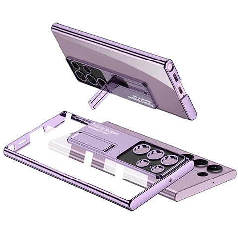 Cover Crystal Trasparente Rigida Cover con Supporto AC2 per Samsung Galaxy S24 Ultra 5G Viola