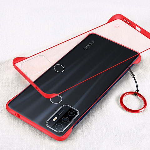 Cover Crystal Trasparente Rigida Cover H01 per Oppo A53 Rosso