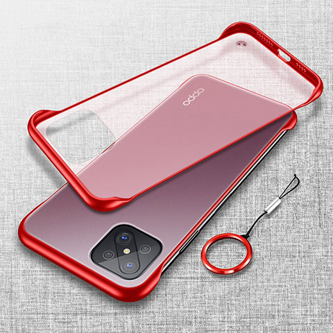 Cover Crystal Trasparente Rigida Cover H01 per Oppo Reno4 Z 5G Rosso