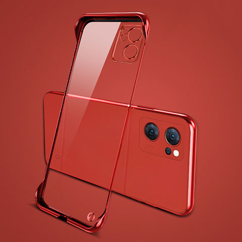 Cover Crystal Trasparente Rigida Cover H01 per Oppo Reno7 SE 5G Rosso