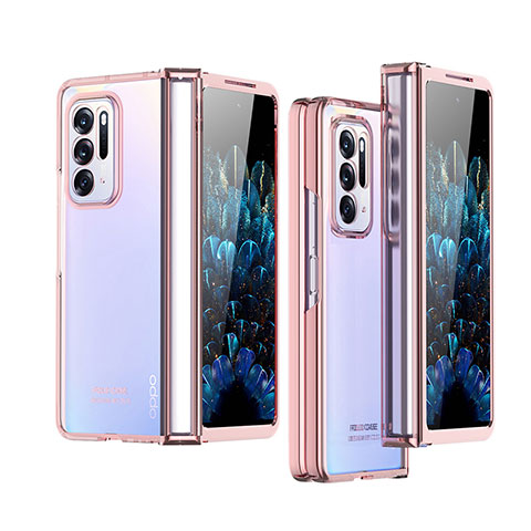 Cover Crystal Trasparente Rigida Cover H03 per Oppo Find N 5G Oro Rosa