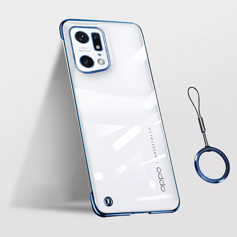 Cover Crystal Trasparente Rigida Cover H03 per Oppo Find X5 Pro 5G Blu