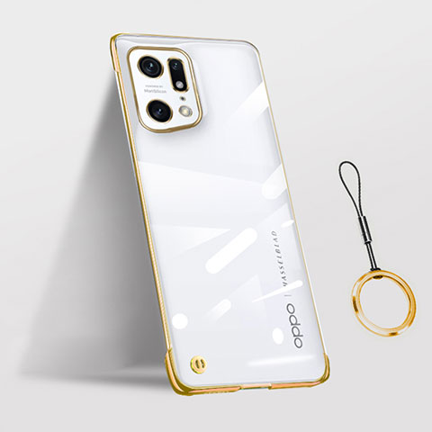 Cover Crystal Trasparente Rigida Cover H03 per Oppo Find X5 Pro 5G Oro