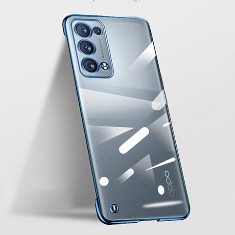 Cover Crystal Trasparente Rigida Cover H03 per Oppo Reno6 Pro+ Plus 5G Blu