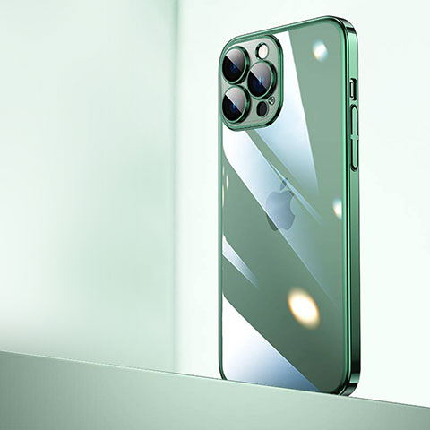 Cover Crystal Trasparente Rigida Cover QC2 per Apple iPhone 15 Pro Verde