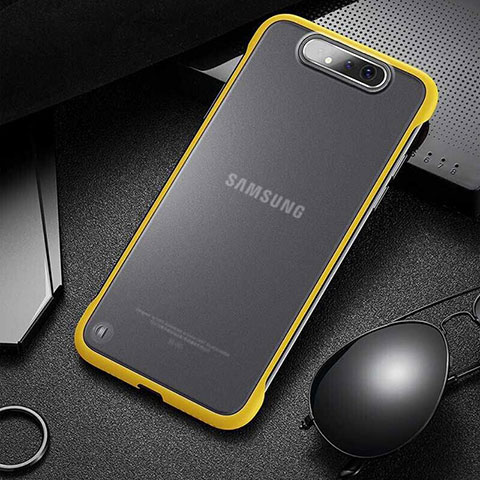 Cover Crystal Trasparente Rigida Cover S02 per Samsung Galaxy A80 Giallo