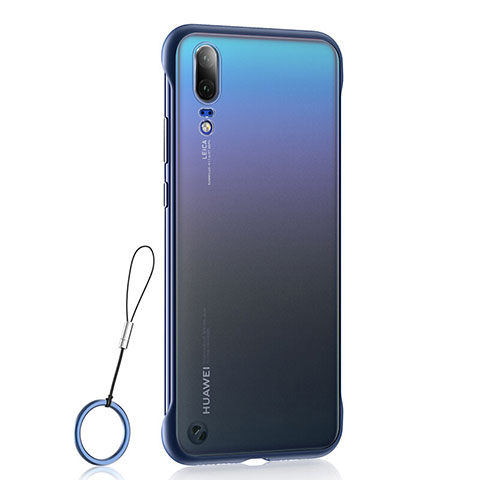 Cover Crystal Trasparente Rigida Cover S04 per Huawei P20 Blu