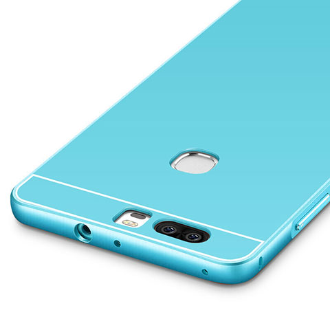 Cover Lusso Alluminio Laterale per Huawei Honor V8 Cielo Blu