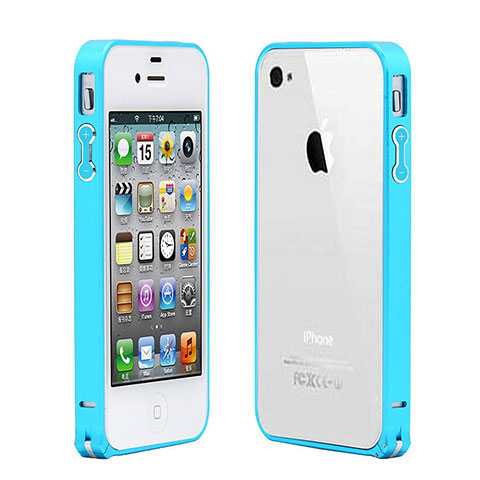 Cover Lusso Laterale Alluminio per Apple iPhone 4 Cielo Blu