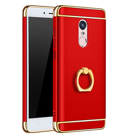 Cover Lusso Metallo Laterale e Plastica con Anello Supporto per Xiaomi Redmi Note 4X Rosso