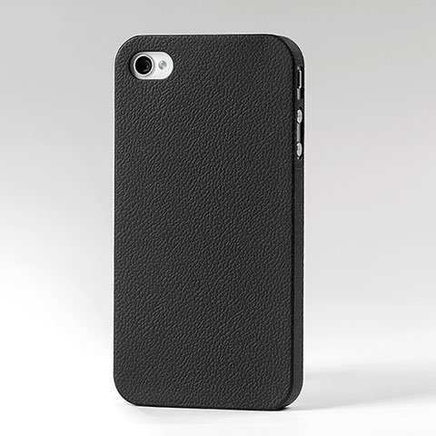 Cover Plastica Rigida In Pelle per Apple iPhone 4 Nero