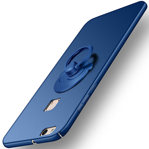 Cover Plastica Rigida Opaca con Anello Supporto per Huawei P10 Lite Blu