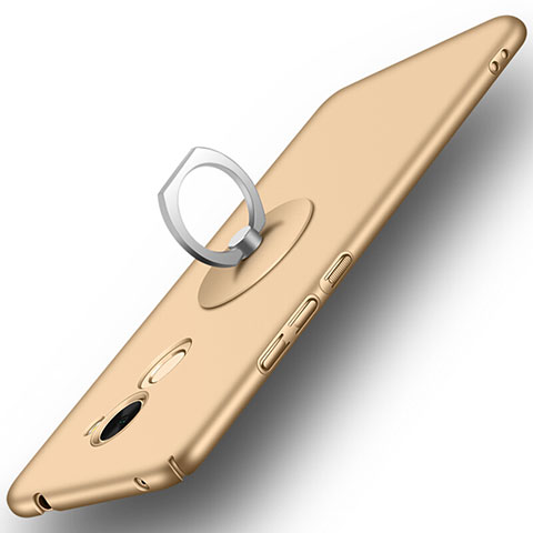 Cover Plastica Rigida Opaca con Anello Supporto per Huawei Y7 Prime Oro