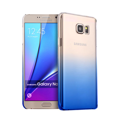 Cover Plastica Trasparente Rigida Sfumato per Samsung Galaxy Note 5 N9200 N920 N920F Blu