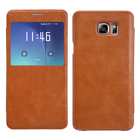 Cover Portafoglio In Pelle con Supporto L01 per Samsung Galaxy Note 5 N9200 N920 N920F Marrone