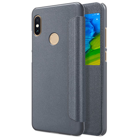 Cover Portafoglio In Pelle con Supporto L01 per Xiaomi Redmi Note 5 Pro Grigio