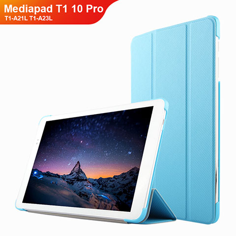 Cover Portafoglio In Pelle con Supporto L02 per Huawei Mediapad T1 10 Pro T1-A21L T1-A23L Cielo Blu