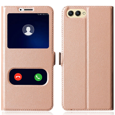 Cover Portafoglio In Pelle con Supporto per Huawei Honor V10 Oro Rosa