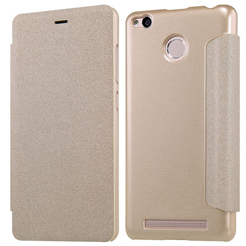 Cover Portafoglio In Pelle con Supporto per Xiaomi Redmi 3 High Edition Oro