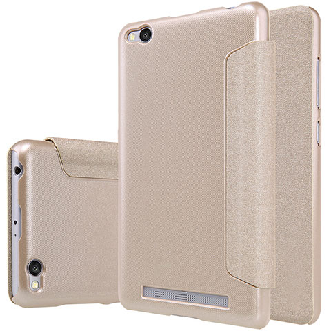 Cover Portafoglio In Pelle con Supporto per Xiaomi Redmi 3 Oro