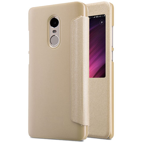 Cover Portafoglio In Pelle con Supporto per Xiaomi Redmi Note 4 Standard Edition Oro