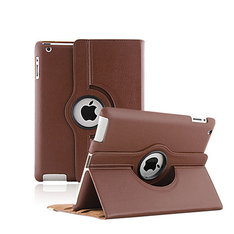 Cover Portafoglio In Pelle con Supporto Rotazione per Apple iPad 2 Marrone