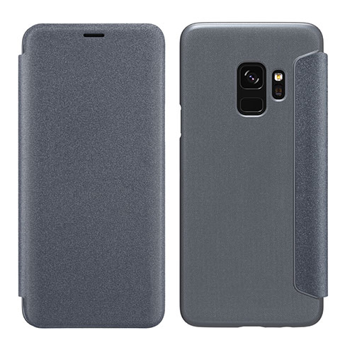 Cover Portafoglio In Pelle con Supporto S01 per Samsung Galaxy S9 Nero