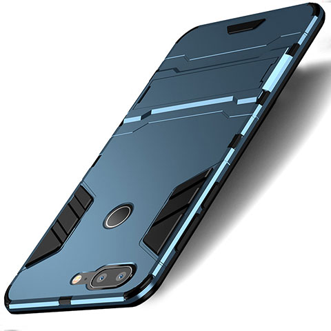 Cover Silicone e Plastica Opaca con Supporto per Huawei Honor 9 Lite Blu