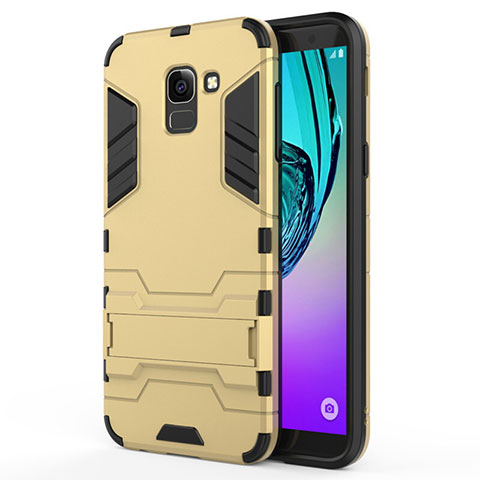 Cover Silicone e Plastica Opaca con Supporto per Samsung Galaxy J6 (2018) J600F Oro