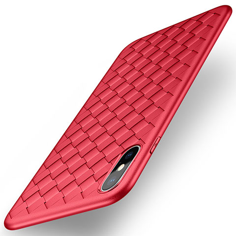 Cover Silicone Morbida In Pelle per Apple iPhone Xs Max Rosso