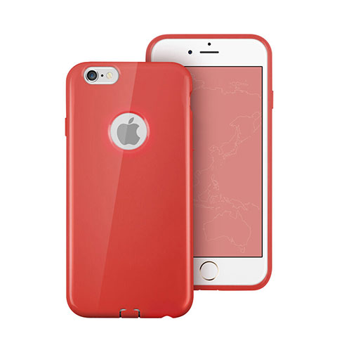 Cover Silicone Morbida Lucido con Foro per Apple iPhone 6 Rosso