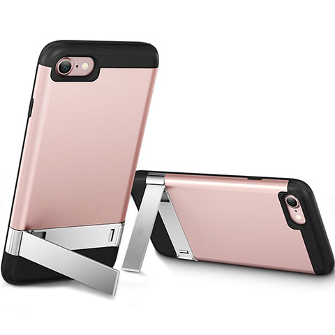 Cover Silicone Morbida Lucido con Supporto per Apple iPhone 7 Rosa