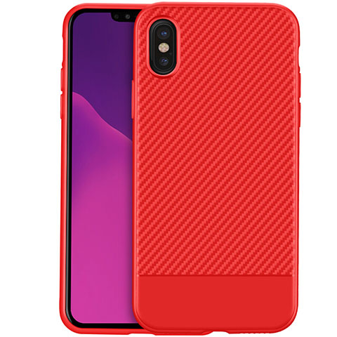 Cover Silicone Morbida Spigato Z01 per Apple iPhone X Rosso