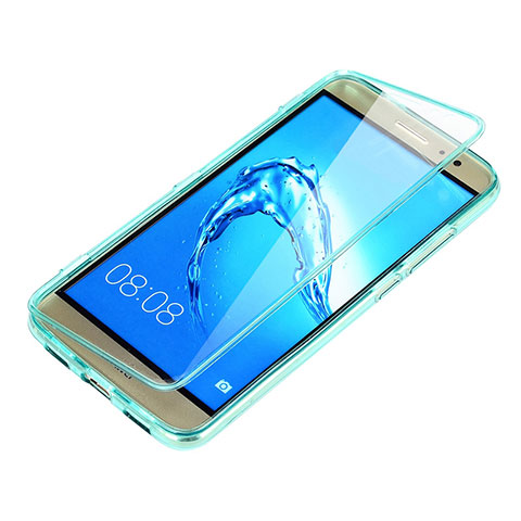 Cover Silicone Trasparente A Flip Morbida per Huawei G9 Plus Cielo Blu