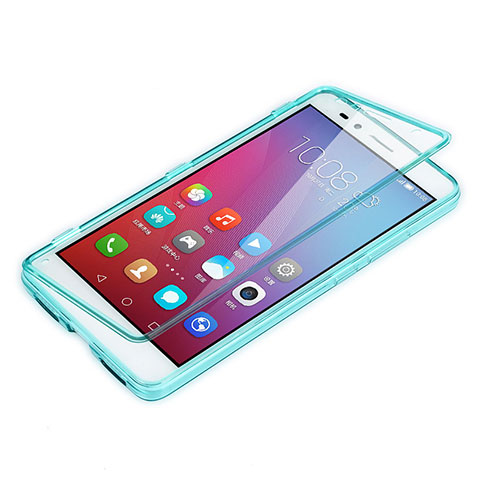 Cover Silicone Trasparente A Flip Morbida per Huawei Honor X5 Cielo Blu