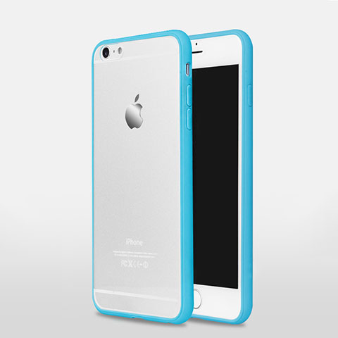 Cover Silicone Trasparente Opaca Laterale per Apple iPhone 6 Plus Blu