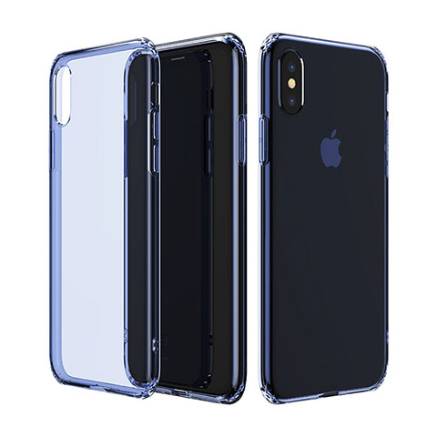 Cover Silicone Trasparente Ultra Slim Morbida per Apple iPhone Xs Blu