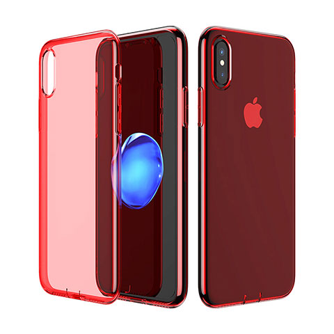 Cover Silicone Trasparente Ultra Slim Morbida per Apple iPhone Xs Rosso