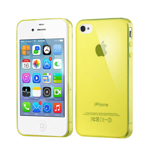 Cover Silicone Trasparente Ultra Sottile Morbida per Apple iPhone 4S Giallo