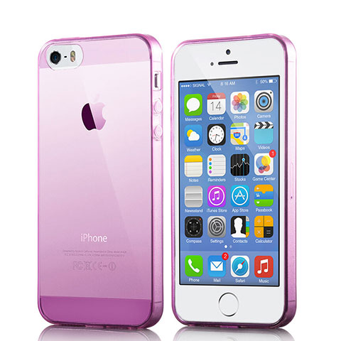 Cover Silicone Trasparente Ultra Sottile Morbida per Apple iPhone 5S Rosa Caldo