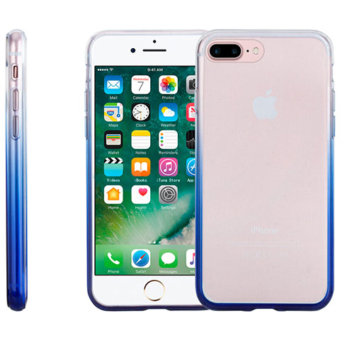 Cover Silicone Trasparente Ultra Sottile Morbida Sfumato per Apple iPhone 7 Plus Blu