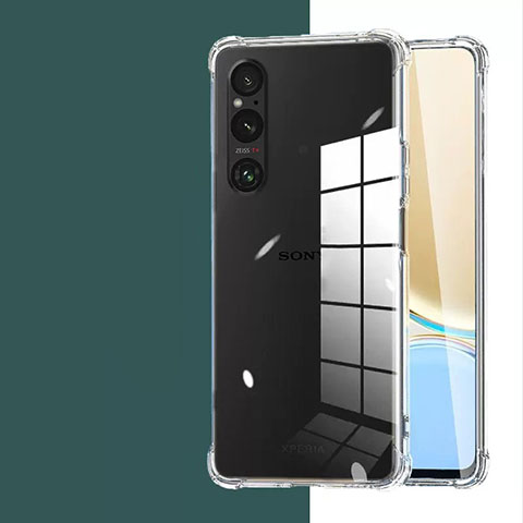 Cover Silicone Trasparente Ultra Sottile Morbida T02 per Sony Xperia 1 V Chiaro