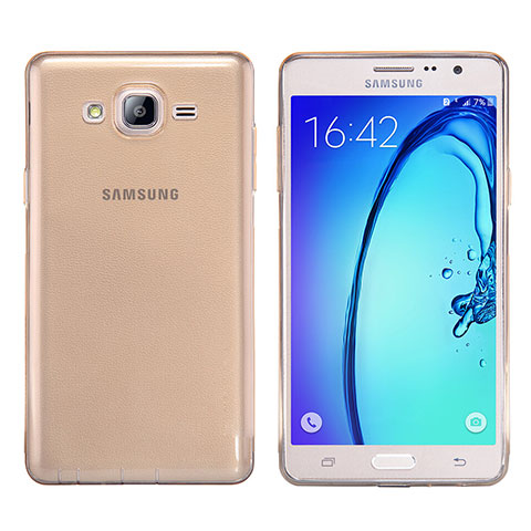 Cover Silicone Trasparente Ultra Sottile Morbida T03 per Samsung Galaxy On7 Pro Oro