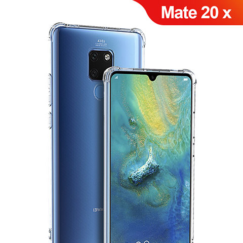 Cover Silicone Trasparente Ultra Sottile Morbida T05 per Huawei Mate 20 X Chiaro