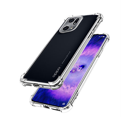 Cover Silicone Trasparente Ultra Sottile Morbida T12 per Oppo Find X5 Pro 5G Chiaro