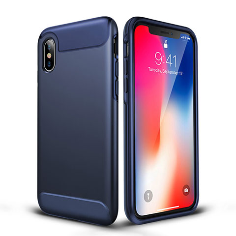 Cover Silicone Ultra Sottile Morbida Opaca per Apple iPhone Xs Blu