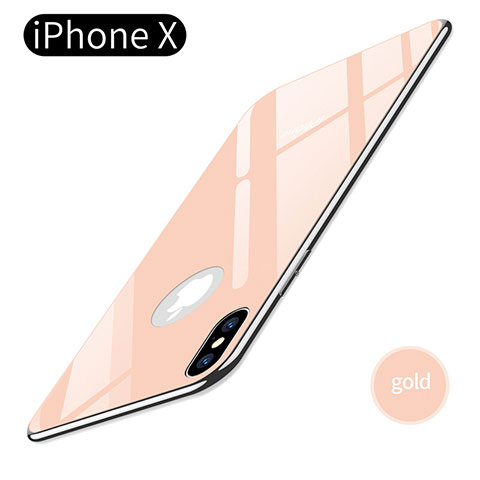 Cover Silicone Ultra Sottile Morbida Specchio per Apple iPhone X Oro